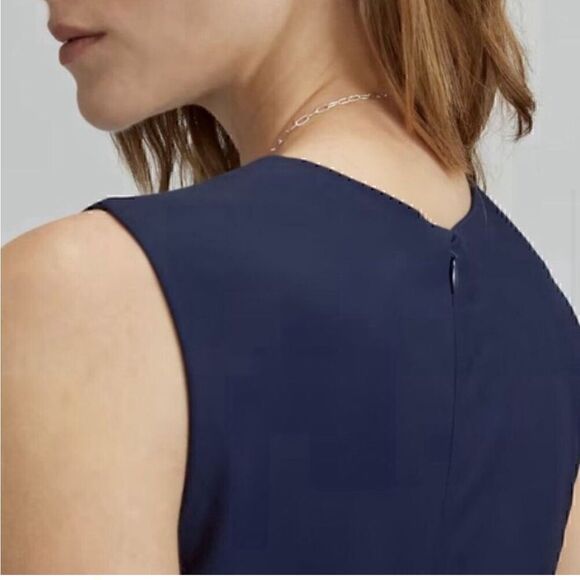 NEW Everlane The Structured Cotton Jumpsuit Navy Blue Size 0 Sustainable - Picture 3 of 5